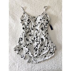 Sonnet Shores Swim Dress One Piece Black White Floral Ruched Plus Size 16W NWT